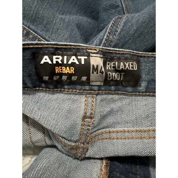 Ariat Rebar M4 Jeans Relaxed Boot Cut Blue Denim Loop Lock Durastretch 40x30 - Picture 9 of 10